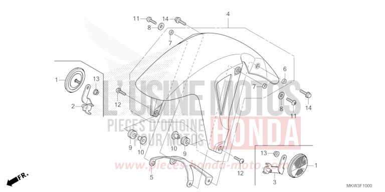 AILE AVANT de NC750X "Méca" MAT BALLISTIC BLACK METALLIC (NHA86) de 2023